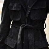 Suede Safari Jacket (Black)