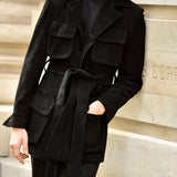 Suede Safari Jacket (Black)