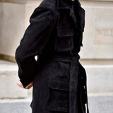 Suede Safari Jacket (Black)