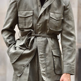 Montaro Linen Safari Jacket (Olive Green)