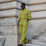 Domingo Pleated Drawstring Pants (Lime)