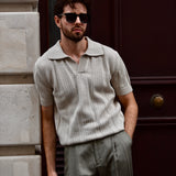 Sorrento Knitted Polo (Cloud Grey)