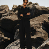 Domingo Pleated Drawstring Pants (Black)