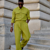 Domingo Pleated Drawstring Pants (Lime)