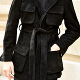 Suede Safari Jacket (Black)