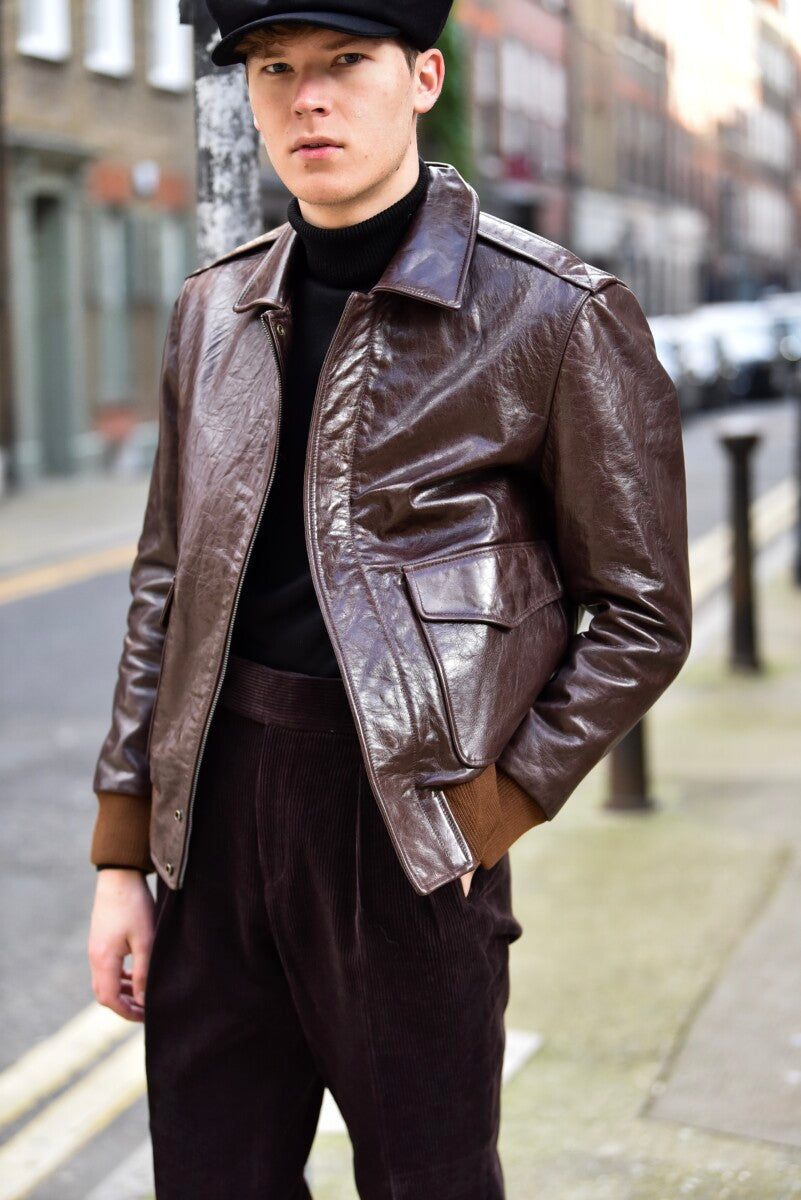 Retro Leather Flight Jacket (Brown) – Albert Clothing
