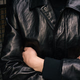 Retro Leather Flight Jacket (Black)