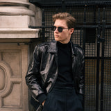 Retro Leather Flight Jacket (Black)