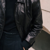 Retro Leather Flight Jacket (Black)