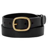 Gold Buckle Belt (Black Leather)