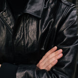 Retro Leather Flight Jacket (Black)
