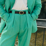 Gold Buckle Belt (Brown Leather)