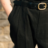 Gold Buckle Belt (Black Leather)