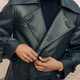 Huey Leather Trench